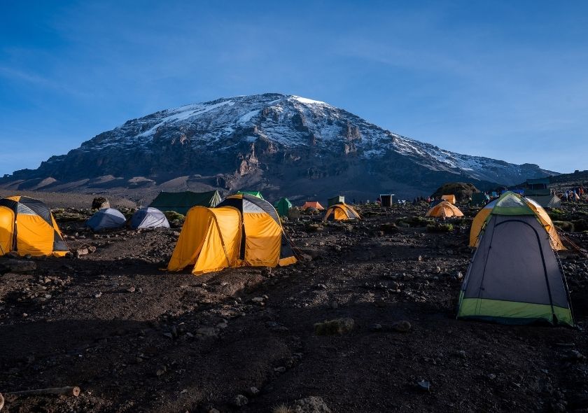 Tents at the top of Mount Kilimanjaro